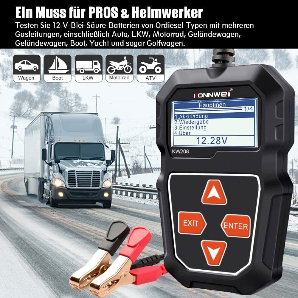 Automotive 12V 100-2000CCA Battery Tester Load Cranking Charging System Analyzer