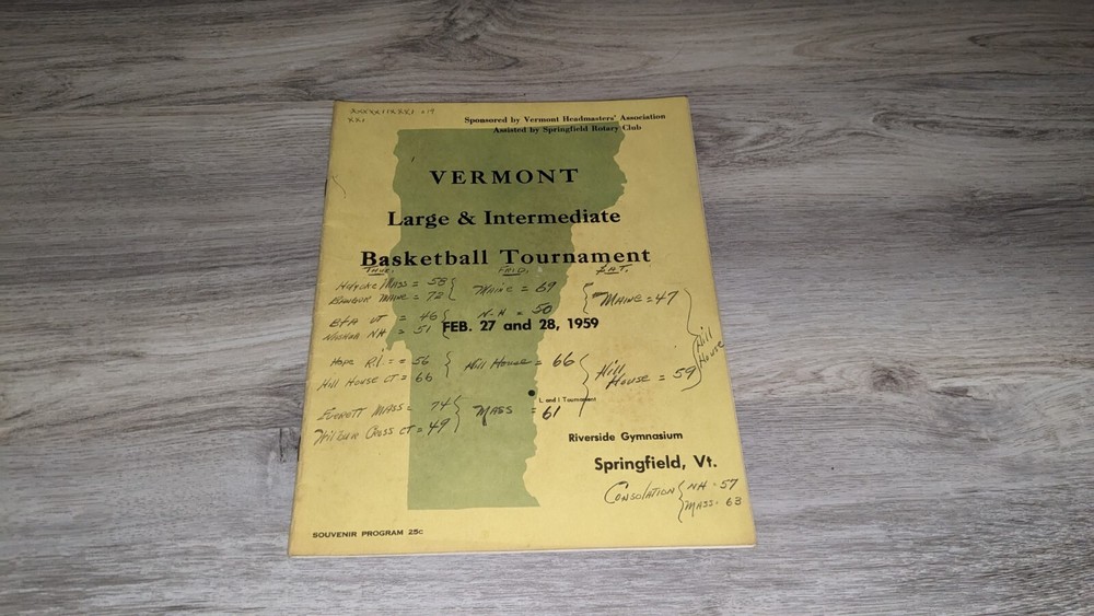 Vermont Large Intermediate State Basketball Tournament Program