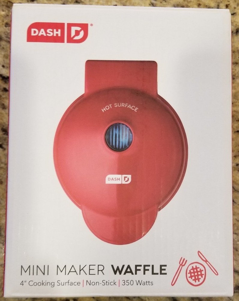 Dash Mini Waffle Maker Compact Electric Iron PTFE Nonstick Easy Clean Red EUC!