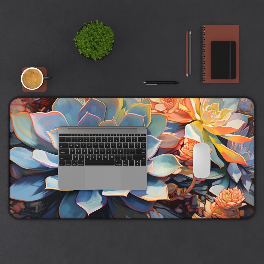 XL Succulent Desk Mat, Abstract, Impressionist Style