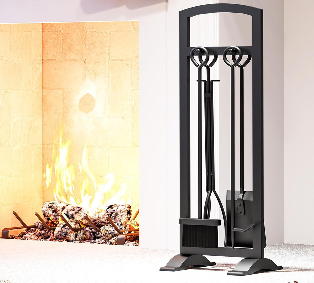 Compact 5-Piece Lightweight Fireplace Tool Set - Stylish Fire Pit Accessories