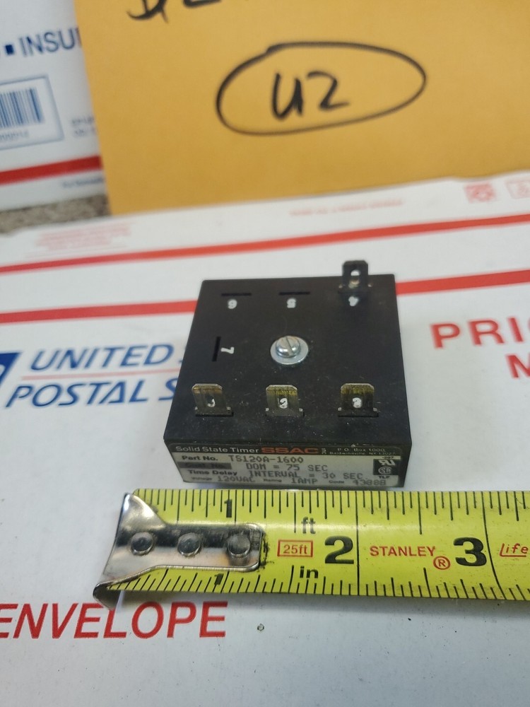 SSAC TS120A-1600 Solid State Timer DOM 75 SEC INTERVAL 30 SEC 120VAC USED, U2
