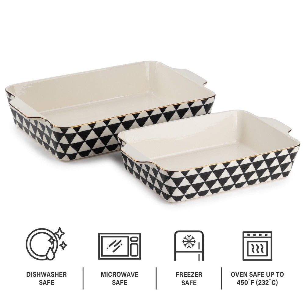 Stoneware Square & Rectangular Baker Blue Pattern 2-Piece Set
