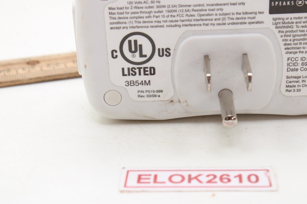 Schlage Lamp Module Model No RP200 Z Wave RF