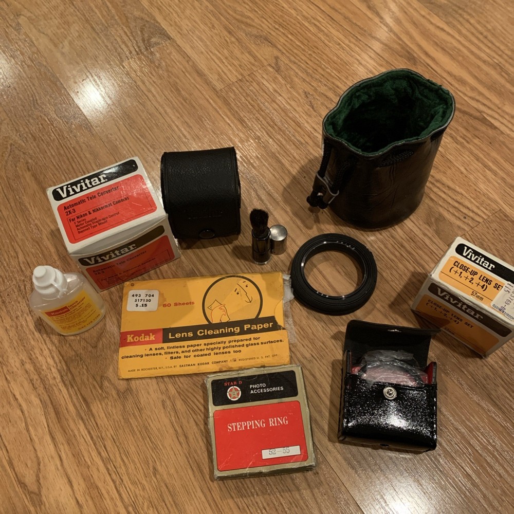 Miscellaneous camera accessories including close-up lens set