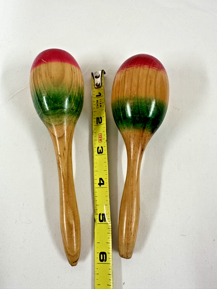 Large & Small Maracas with Guiro-Bundle, Hand Painted - EXCELLENT