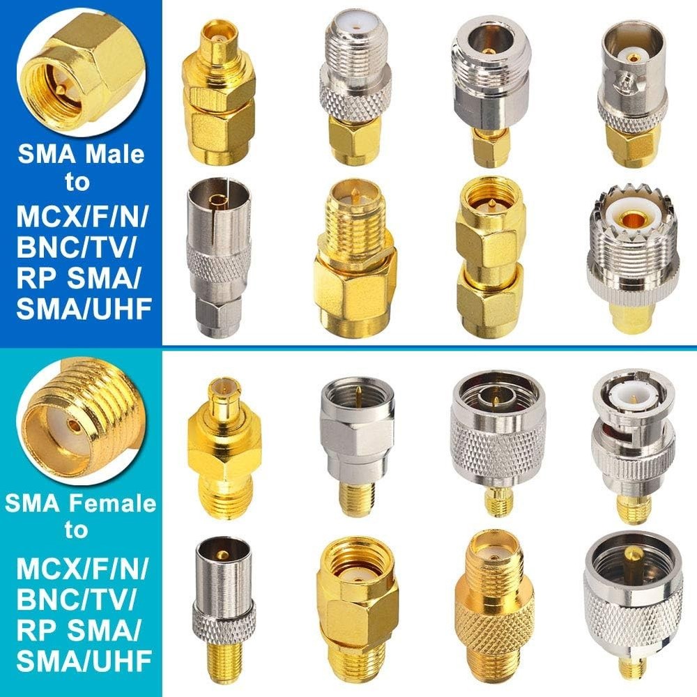 16 PCS SMA Adapter Type Set FPV Connector Kit Cable Antenna RF Coax Plated