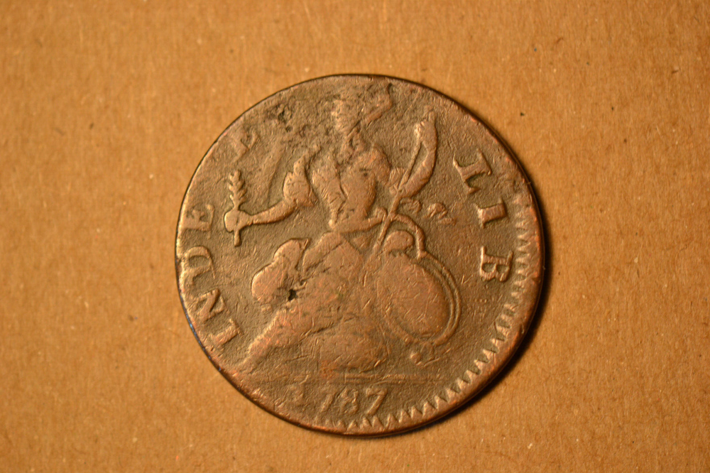 1787 Connecticut Colonial- Mailed Bust Left- Very Fine with obverse scratch.