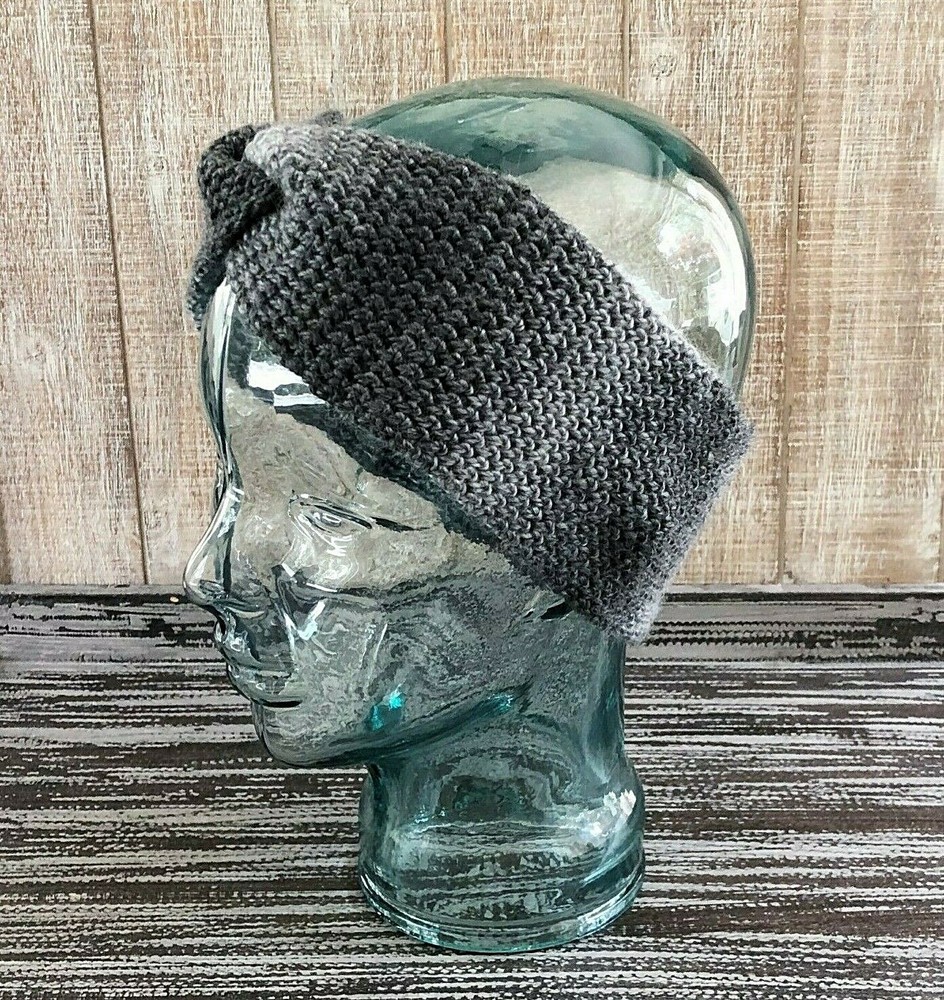 Crochet Gray Headband Ear Warmer Handmade