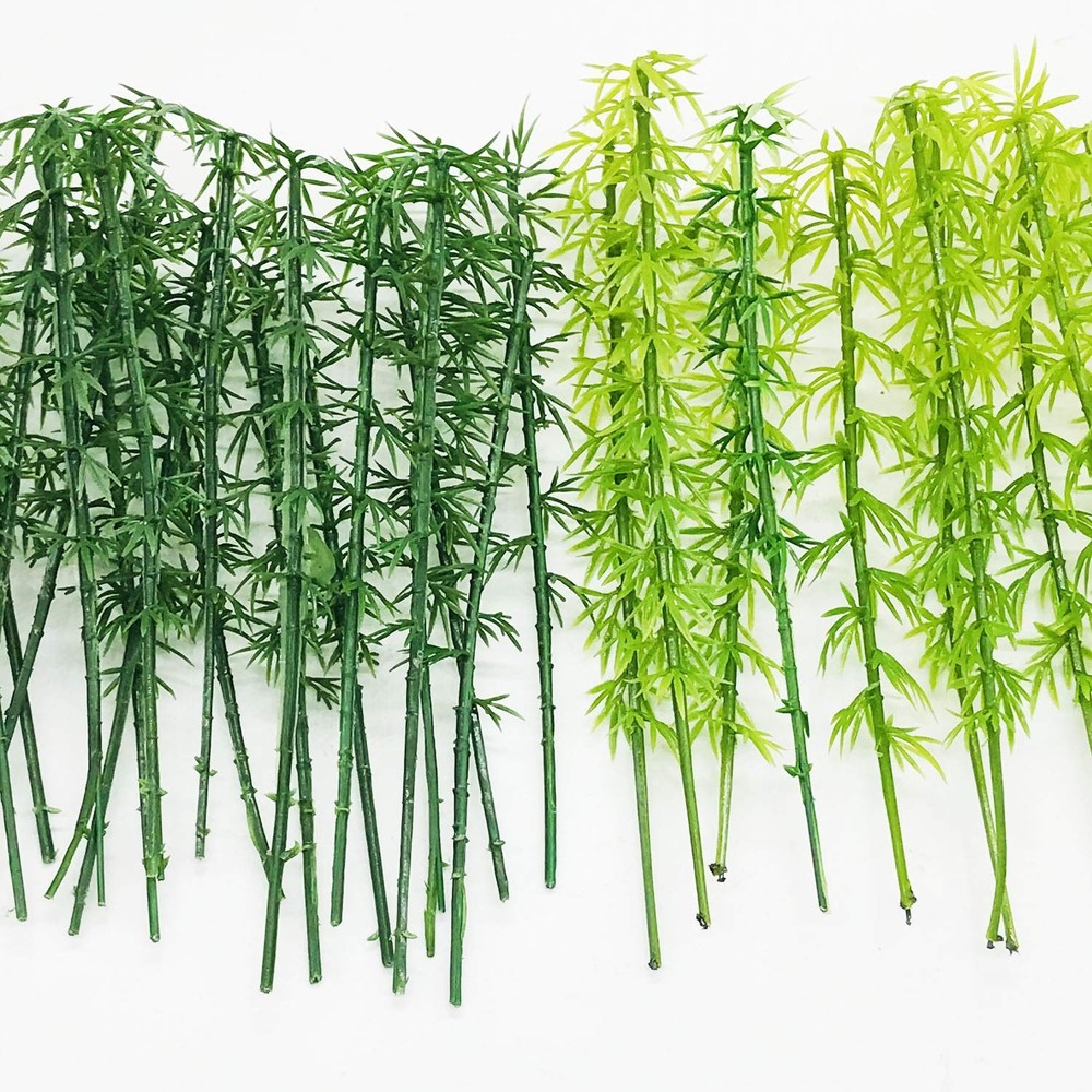 120 PCS Model Bamboo Trees, 5 Size Green Plastic Bamboo Trees for Home Decora...