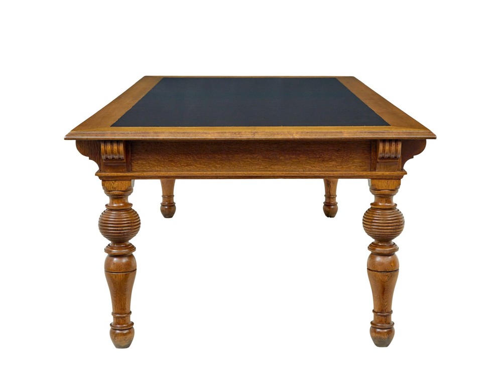 LARGE 19TH CENTURY CARVED OAK LIBRARY TABLE