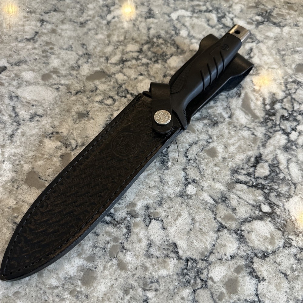 SMITH & WESSON FIRST PRODUCTION FIXED BLADE KNIFE 1994 Leather Sheath Black