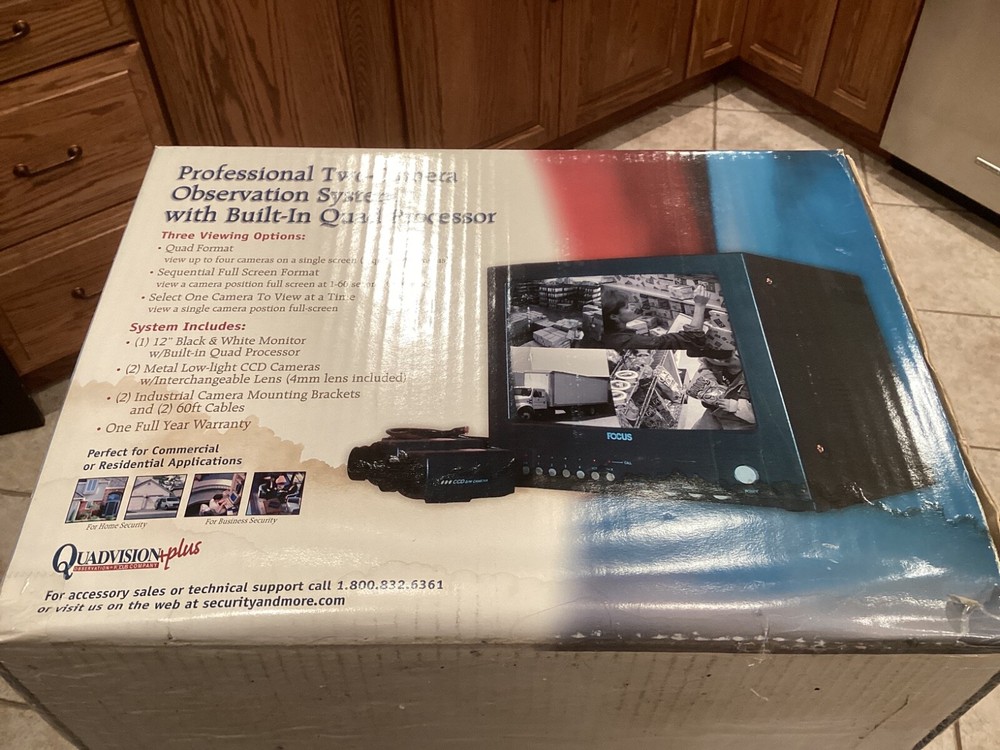 Vintage Quadvision Plus 12” Focus Quad Observation System Screen & Camera NIB