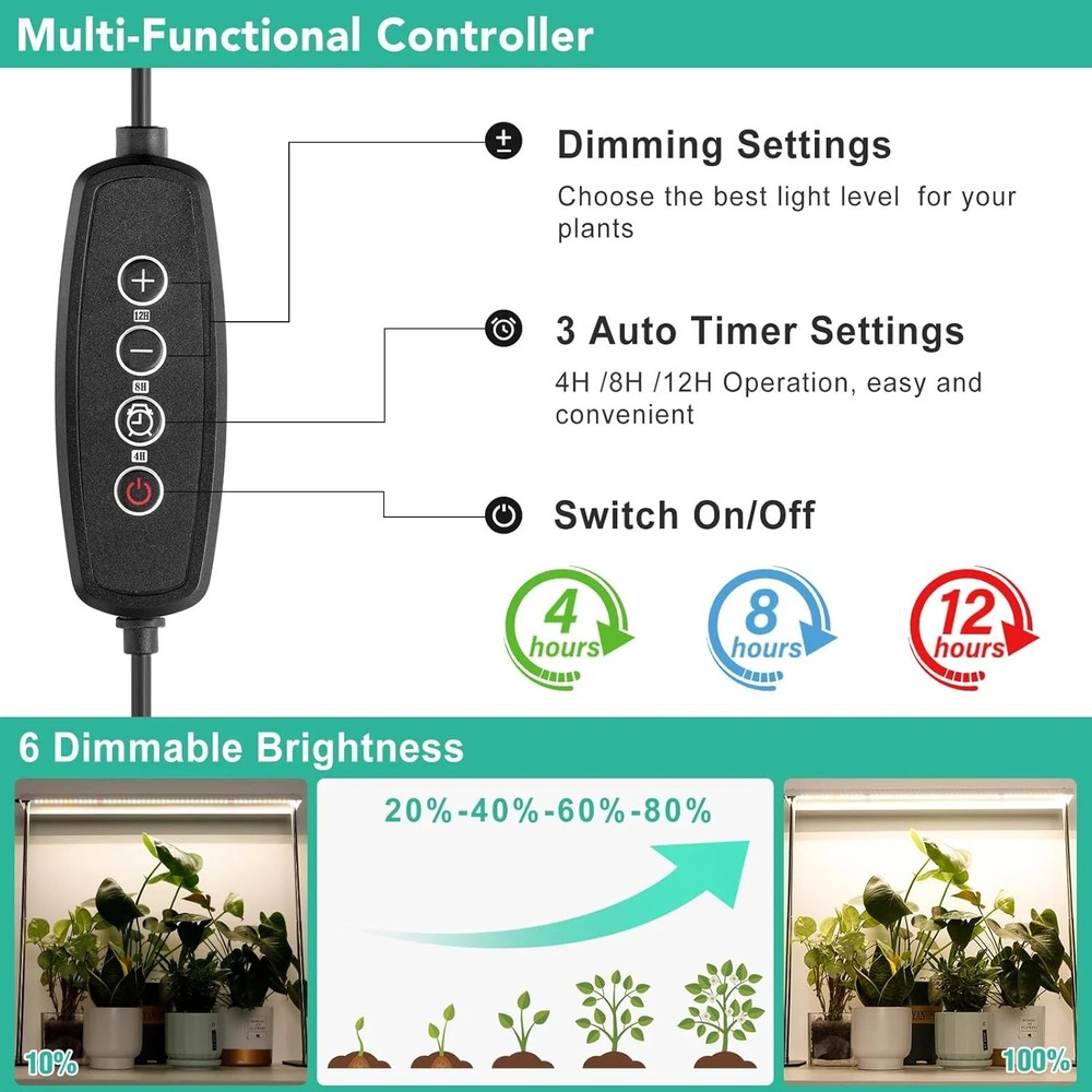Advanced LED Grow Light Stand with Timer & Dimming for Indoor Plants
