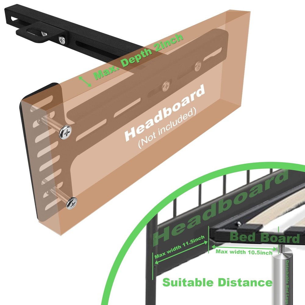 KSWLOR Adjustable Headboard Brackets, Universal Bracket, Bed Black