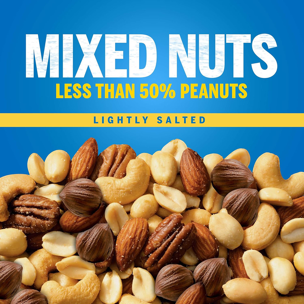 PLANTERS Lightly Salted Mix Nuts, Party Snacks, Plant-Based Protein, 15 Oz