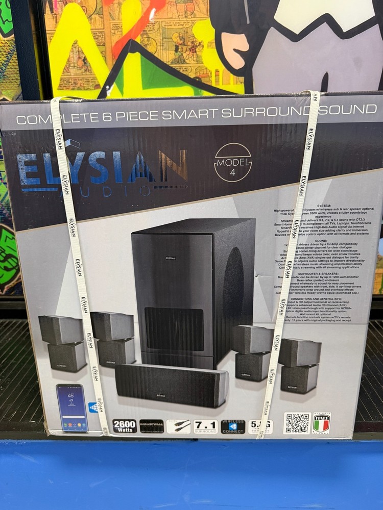 Elysian Audio Model 4 7.1 Smart Wireless Bluetooth Speaker System 2600W Black