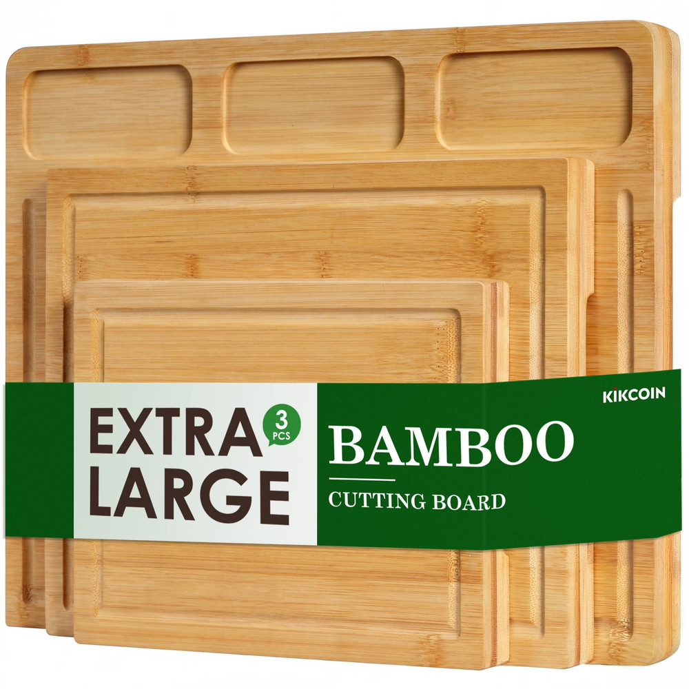 Bamboo Chopping Boards for Kitchen, Cutting Board Set of 3