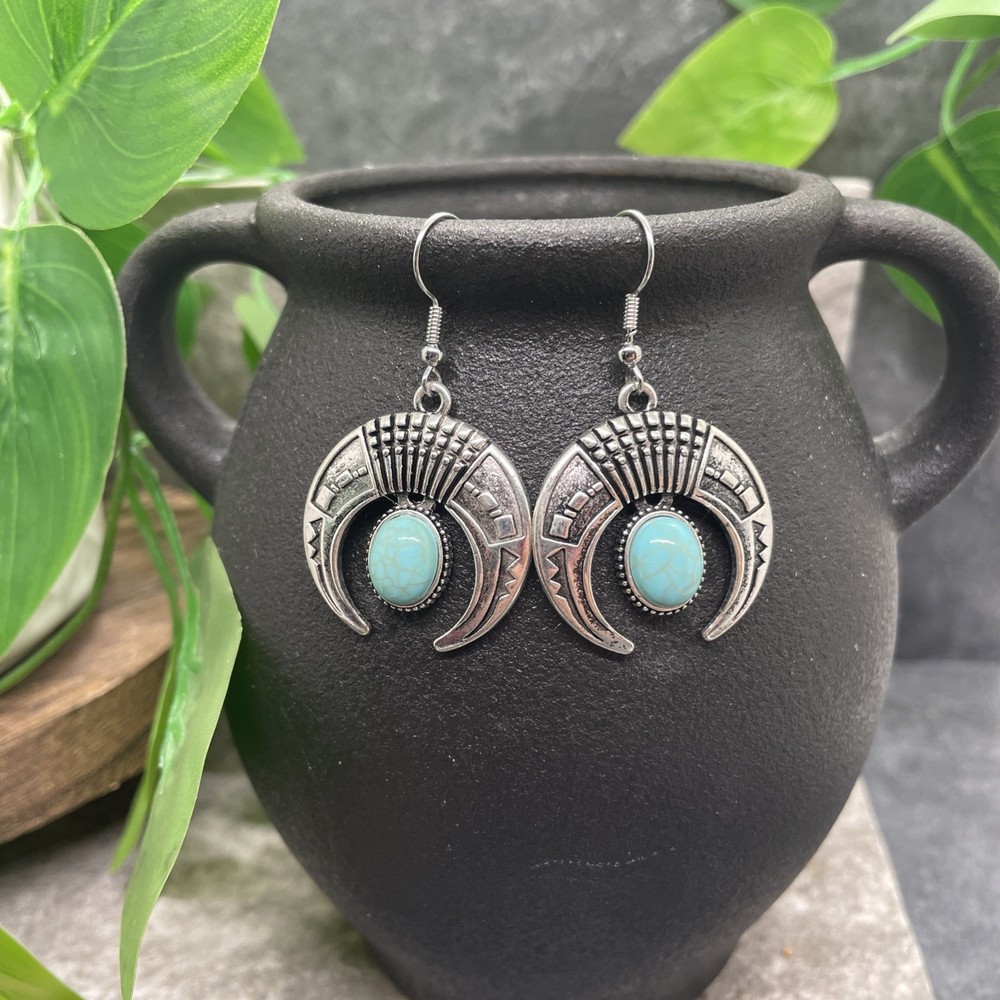 2” Silver-tone Boho Retro Earring Set Drop Dangle New Free Ship B6363