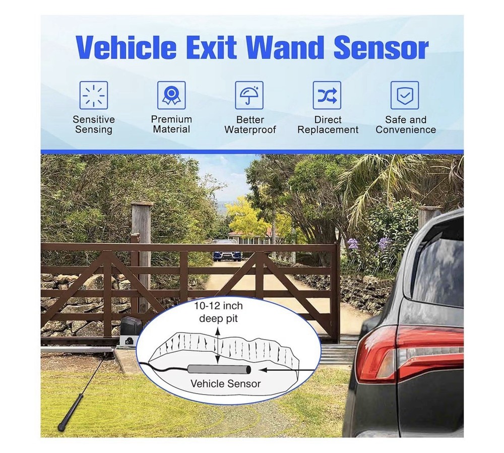 Driveway Gate Vehicle Exit Wand Sensor with 50 Ft Cable Automatic Gate Opener