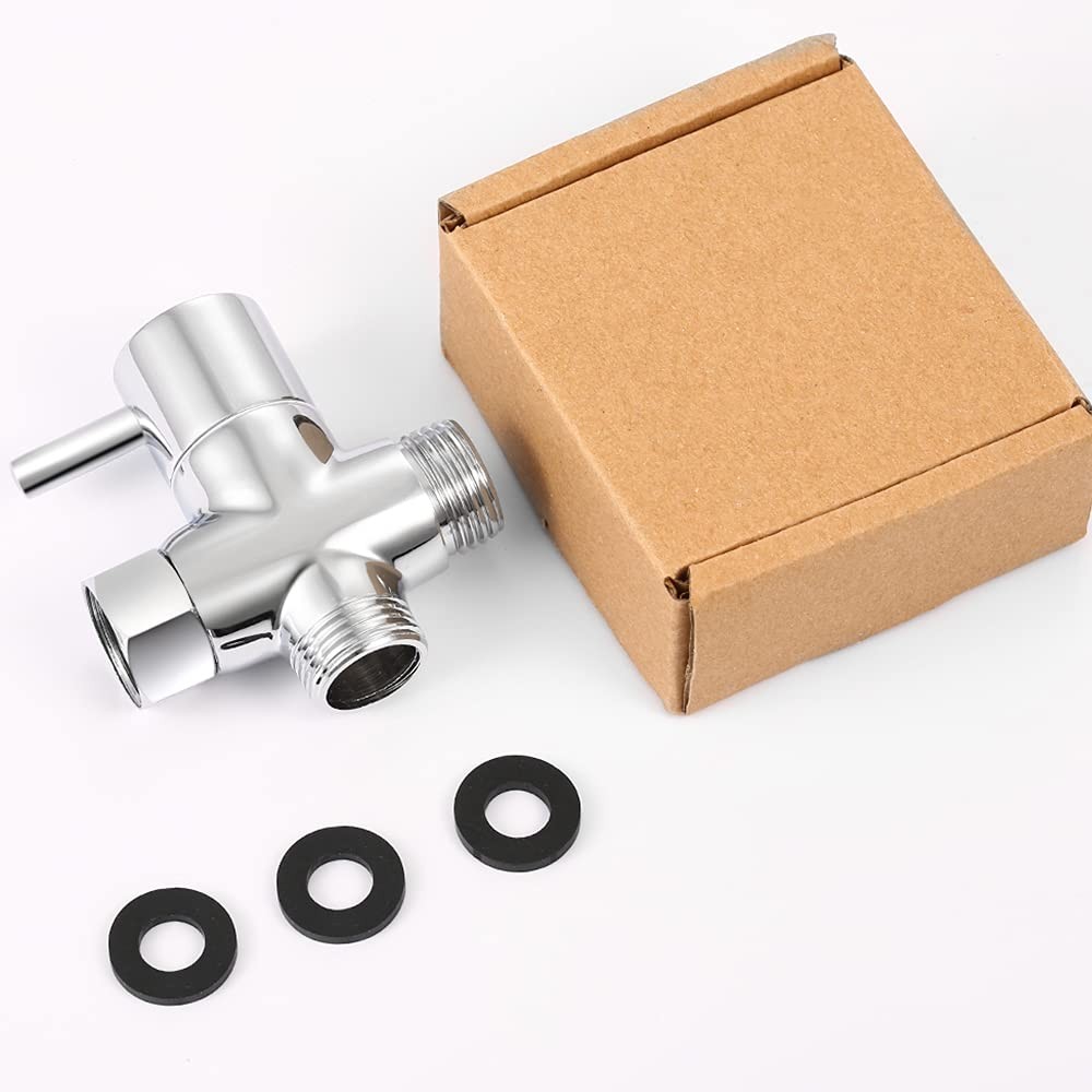 G1/2" Shower Head Diverter Valve, Solid Brass Arm Chrome Finish