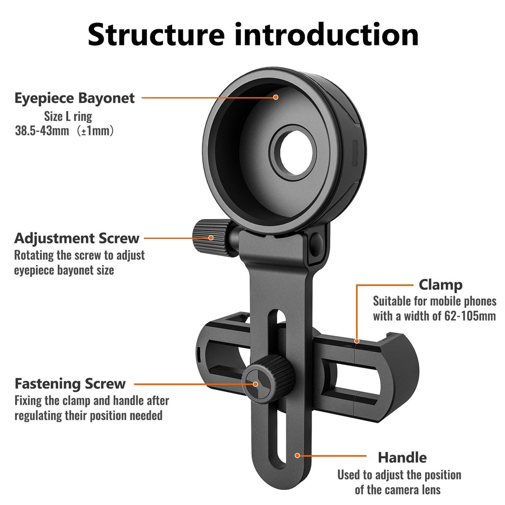 Mobile/Telescope Clip Mount Spotting Scope Adapter Precise Focusing Bracket