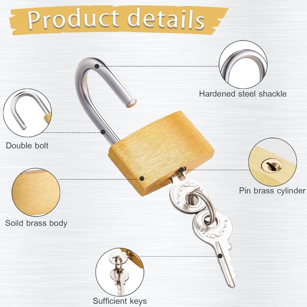 2 Pack Small Solid Brass Padlocks with Keys 20mm and 25mm Mini Keyed Lock for