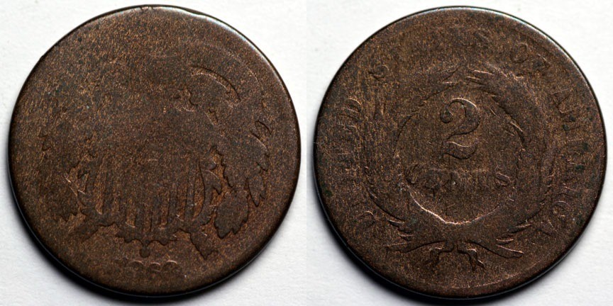 1868 Two Cent Piece