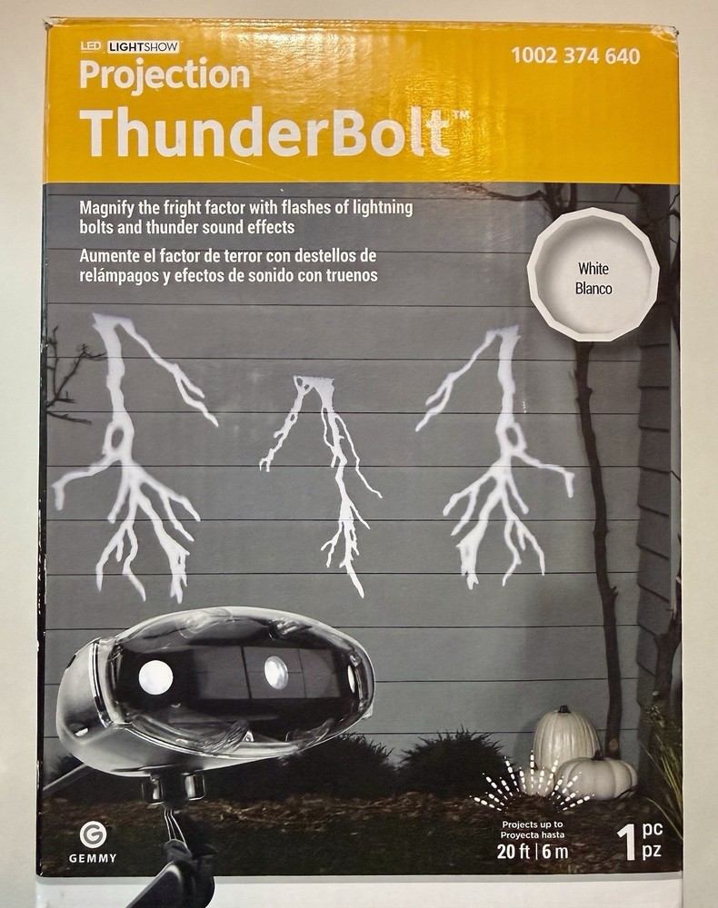 ThunderBolt Halloween Gemmy LED Lightshow Projection Lightning & Thunder Sound