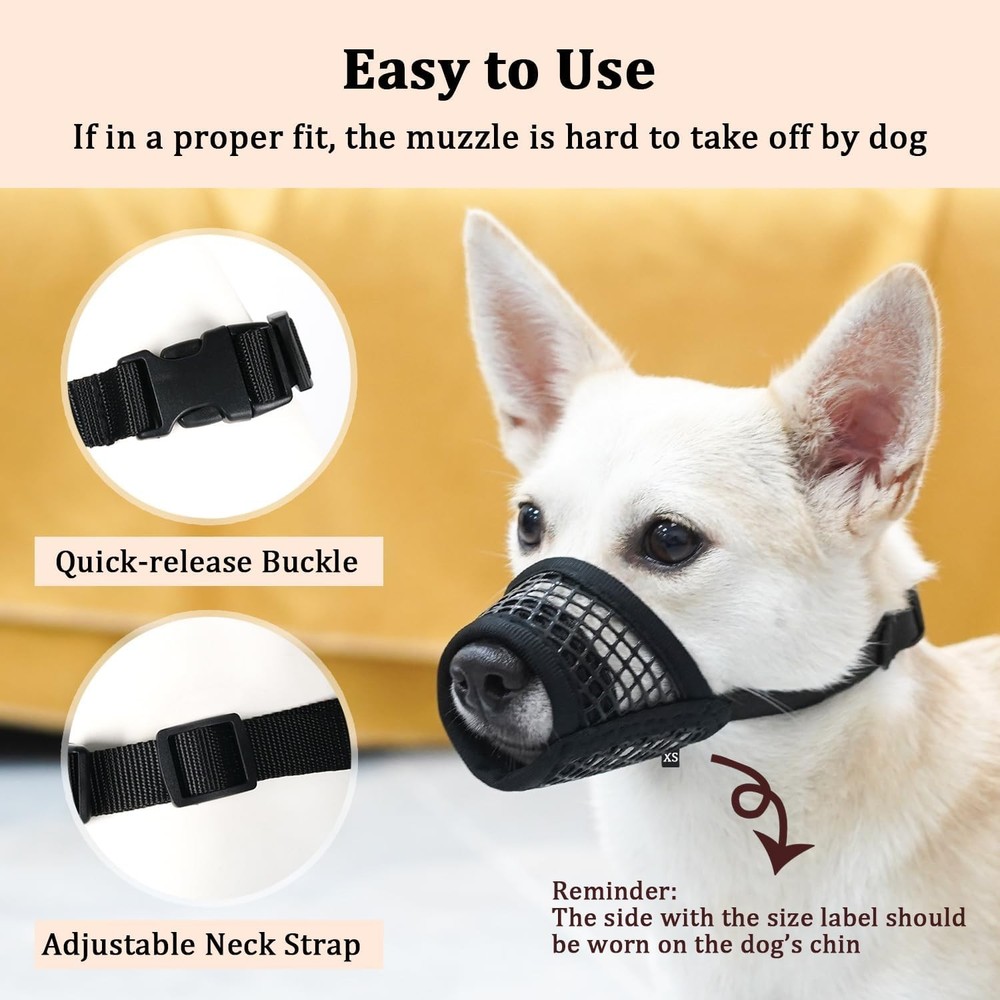 Mayerzon Dog Muzzle, Soft Mesh L-Snout (8¼”-9”), Black