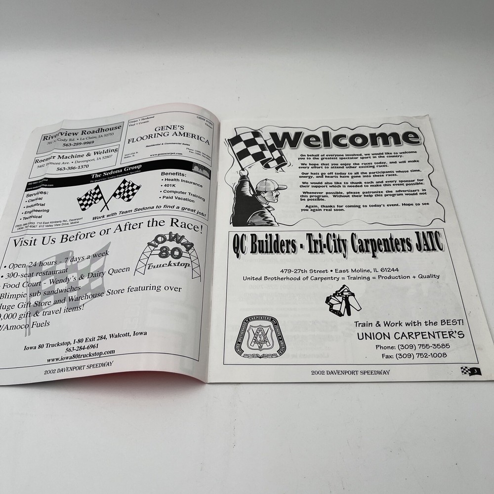 Davenport Speedway Souvenir Racing Program 2002 Featuring 2001 points And Pics