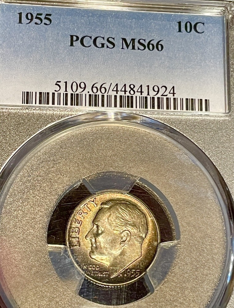 1948-D 10C PCGS MS66 FB Rainbow Toned Unc