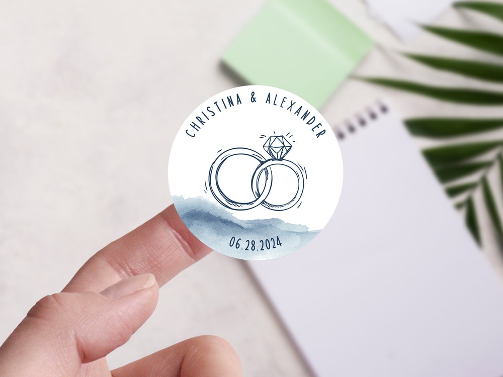 Personalised wedding round sticker labels, custom stickers