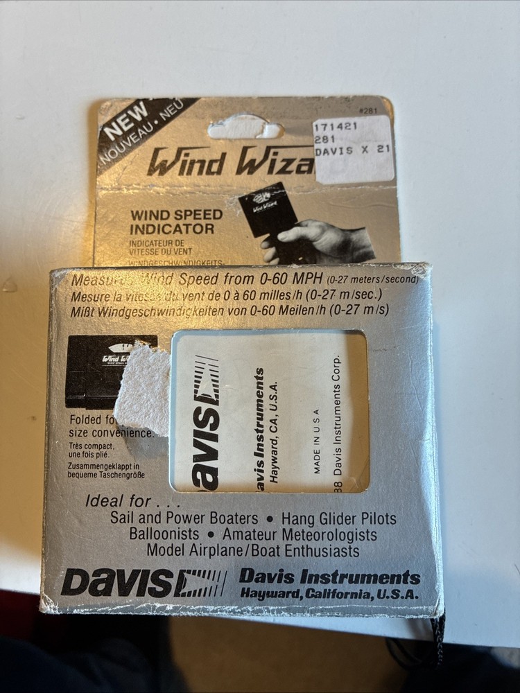 Davis Instruments Wind Wizard Wind Speed Indicator Wind Meter #281-New In Box