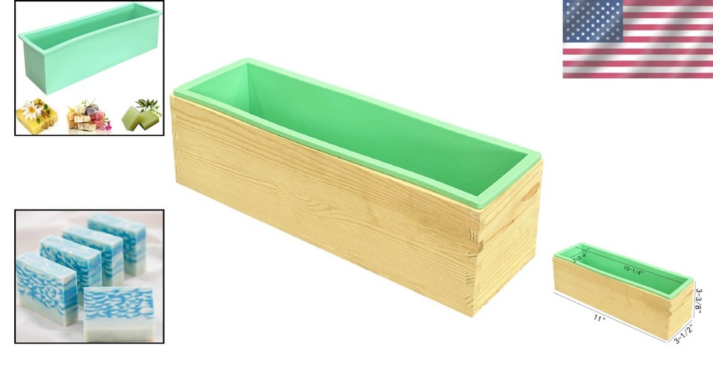 Versatile Rectangular Soap Mold and Wooden Box for Creative Crafters - 11x3.5"