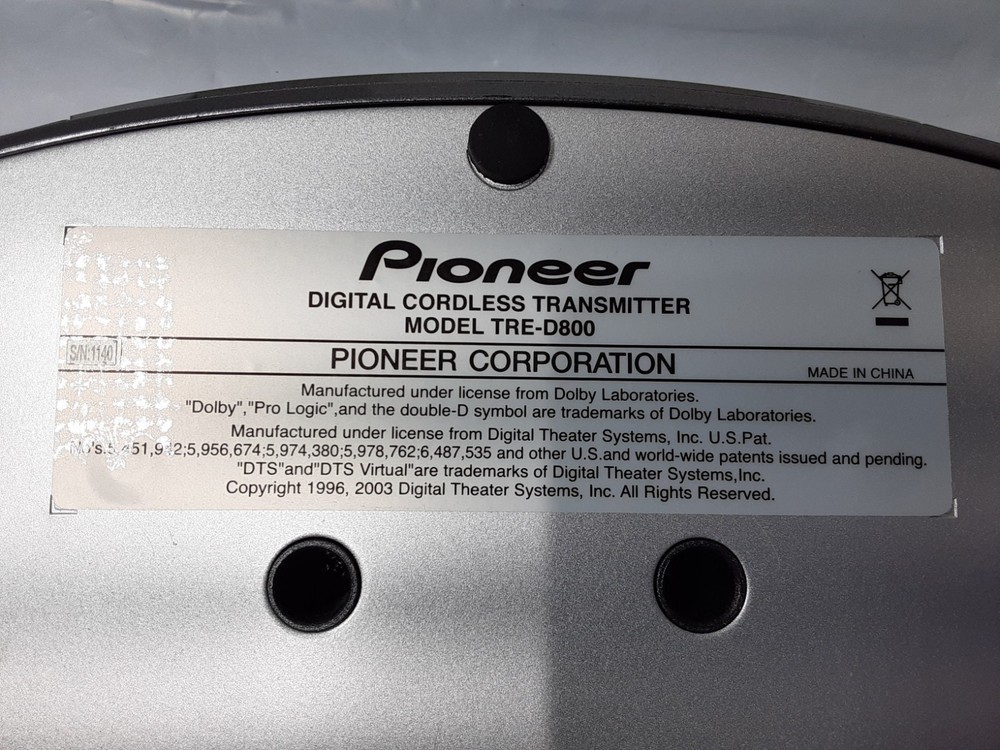 Pioneer TRE-D800 Digital Cordless Headphone Transmitter Base Station - UNTESTED
