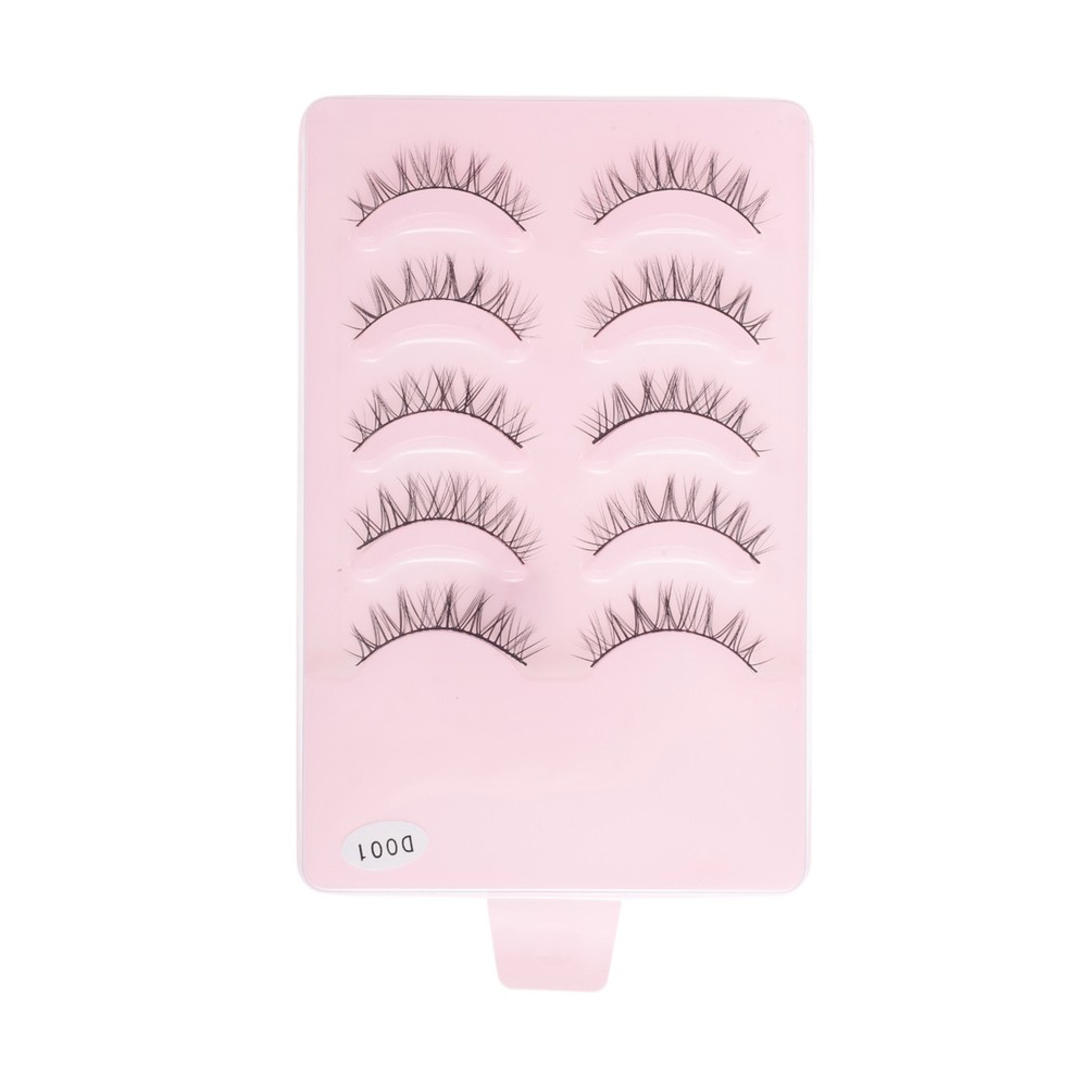 Natural False Eyelashes for Makeup Black D001 5 Pair