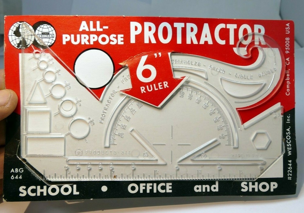 Clear Protractor Math School Teachers Students Office 6 Inch Ruler 6" geometry