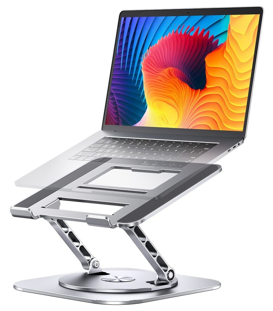 AOEVI Adjustable Computer Stand with 360 Rotating Base, Ergonimic B-Silver