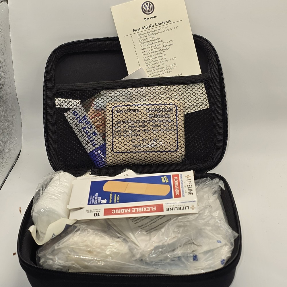 VW Volkswagen First Aid Kit Case, Zippered Hard Case, Empty (8YS)