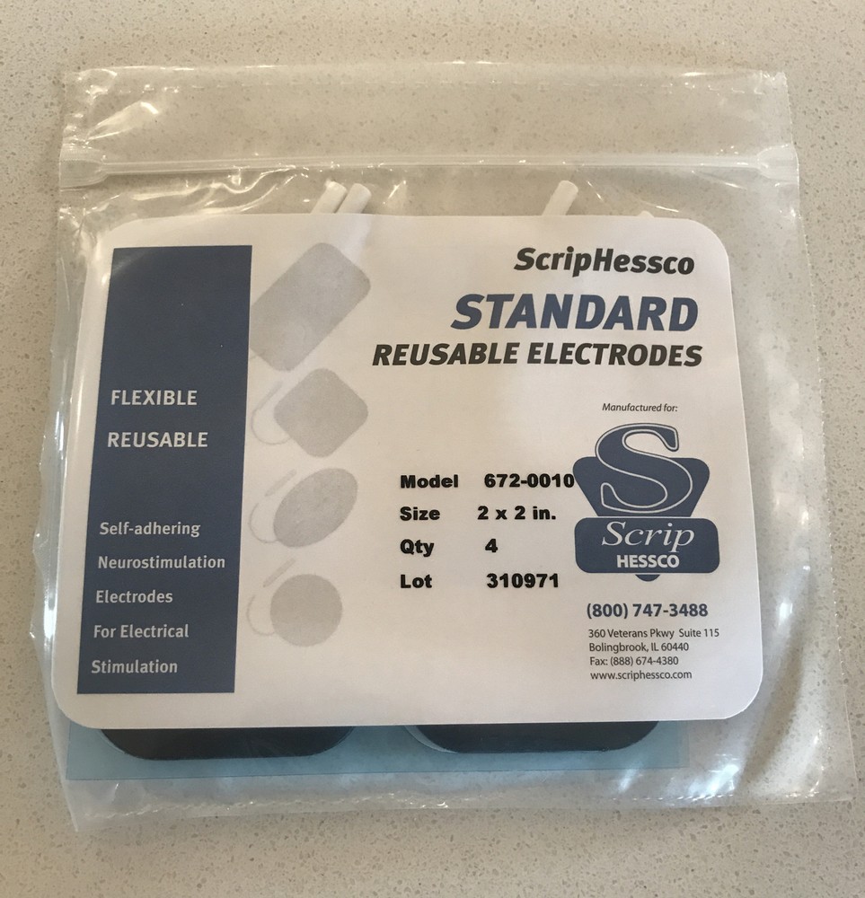 ScripHessco Standard Reuseable Electrodes 2" Square 4/Pkg