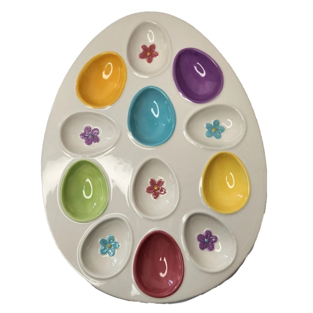 Easter Bunny Blossoms And Blooms Deviled Egg Tray Holds 12 Eggs Spring