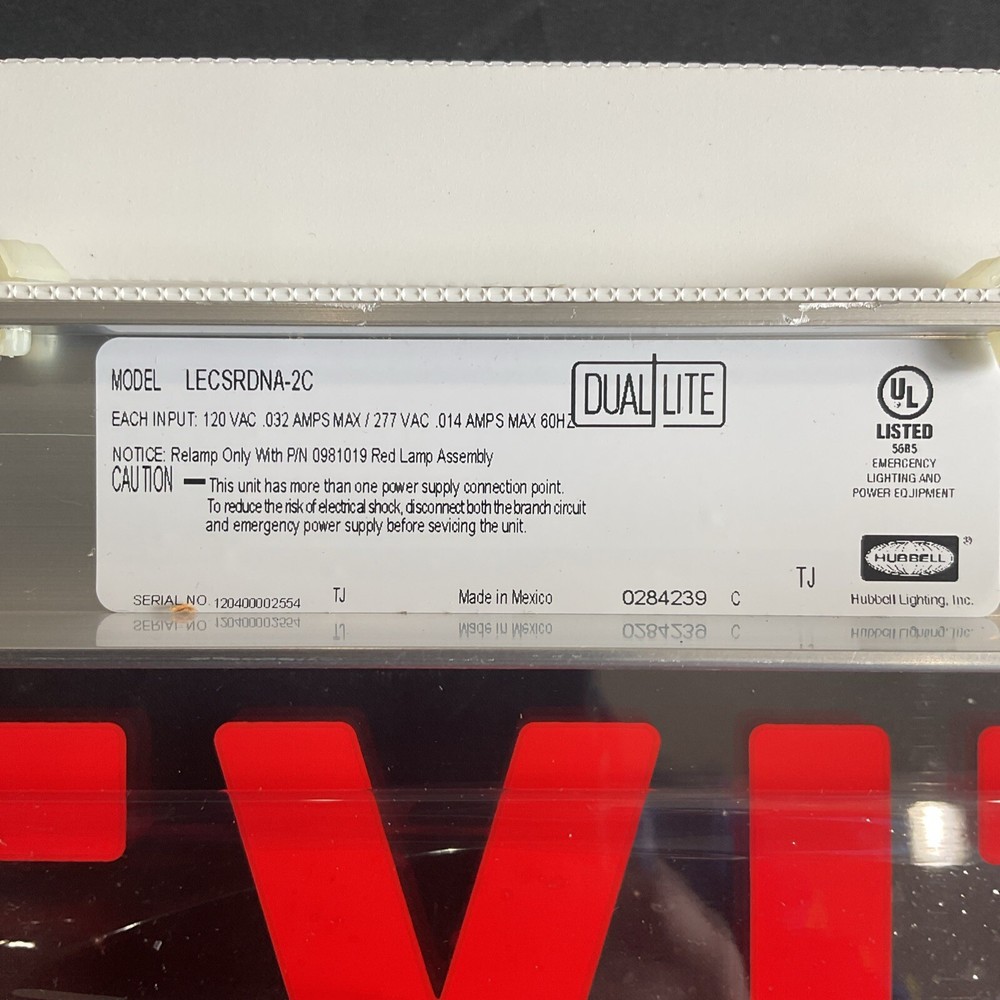 Dual Lite LED Emergency Exit Double Face Sign White LECSRDNA-2C A2