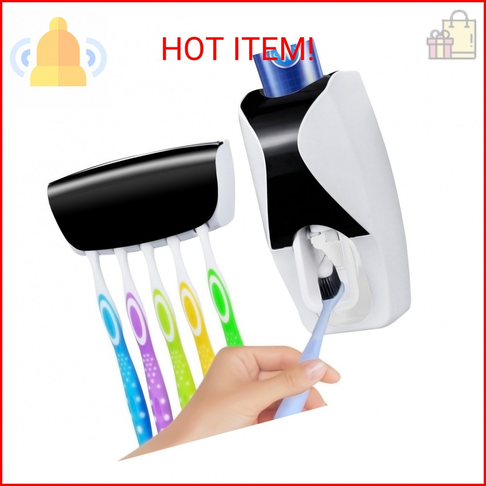 WAYCOM Dust-Proof Toothpaste Dispenser Toothpaste Squeezer Kit (Black)