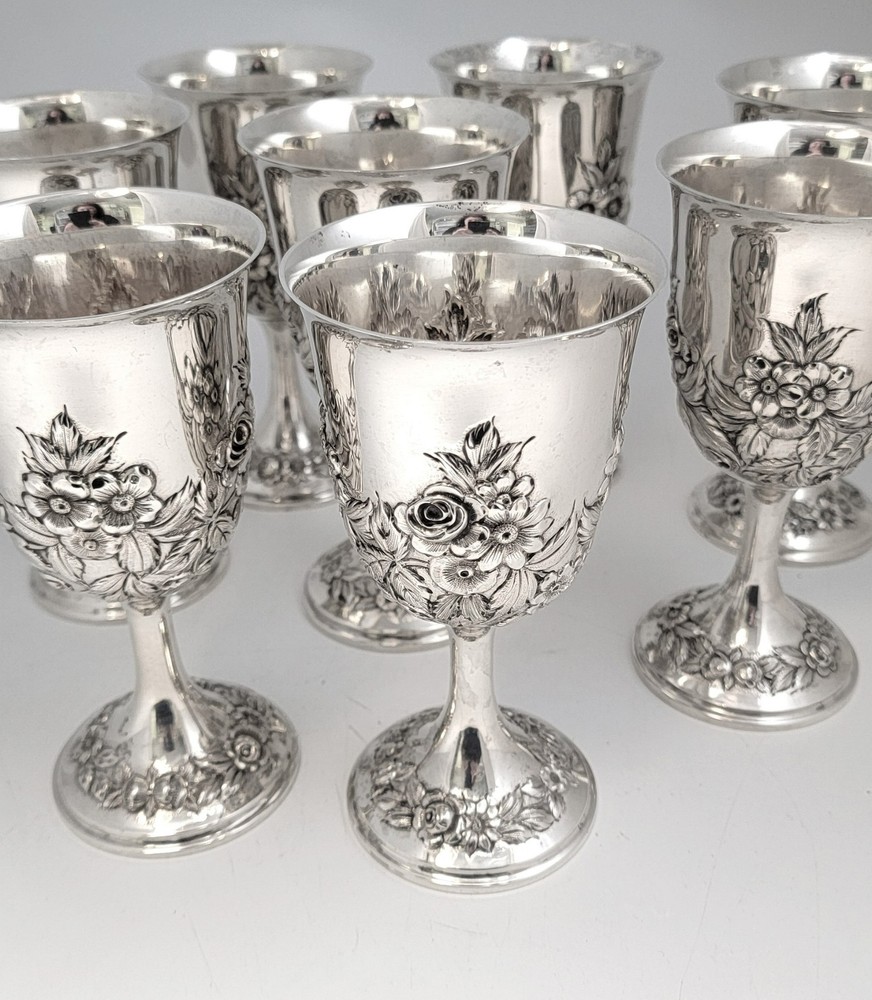 Sterling Silver Repousse Goblets by S. Kirk & Son #260C
