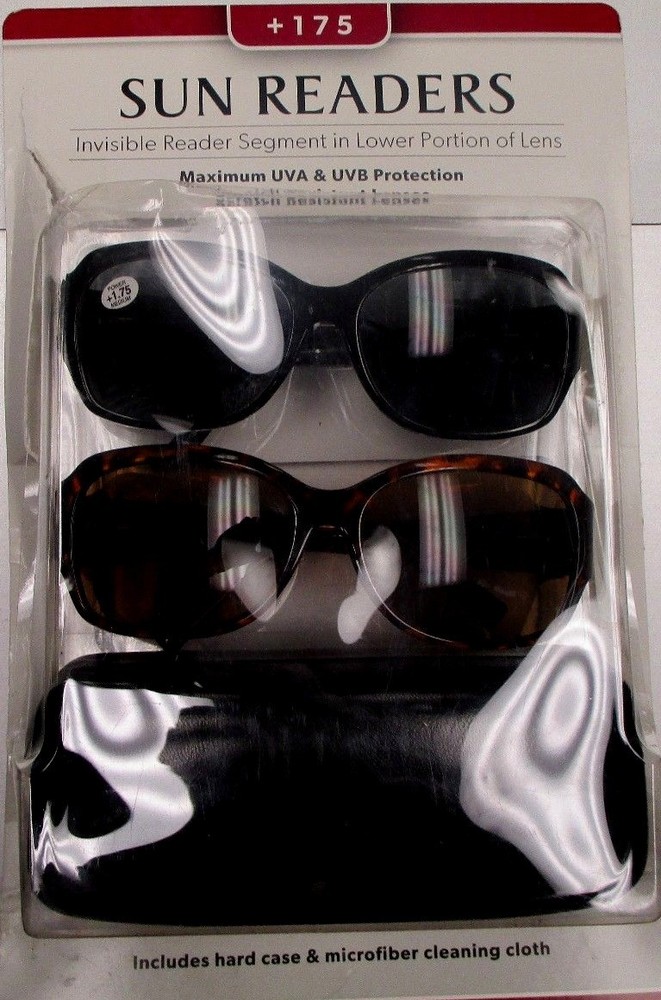 Icon Eyewear Sun Readers +175 2 pack Eye Glasses with Case