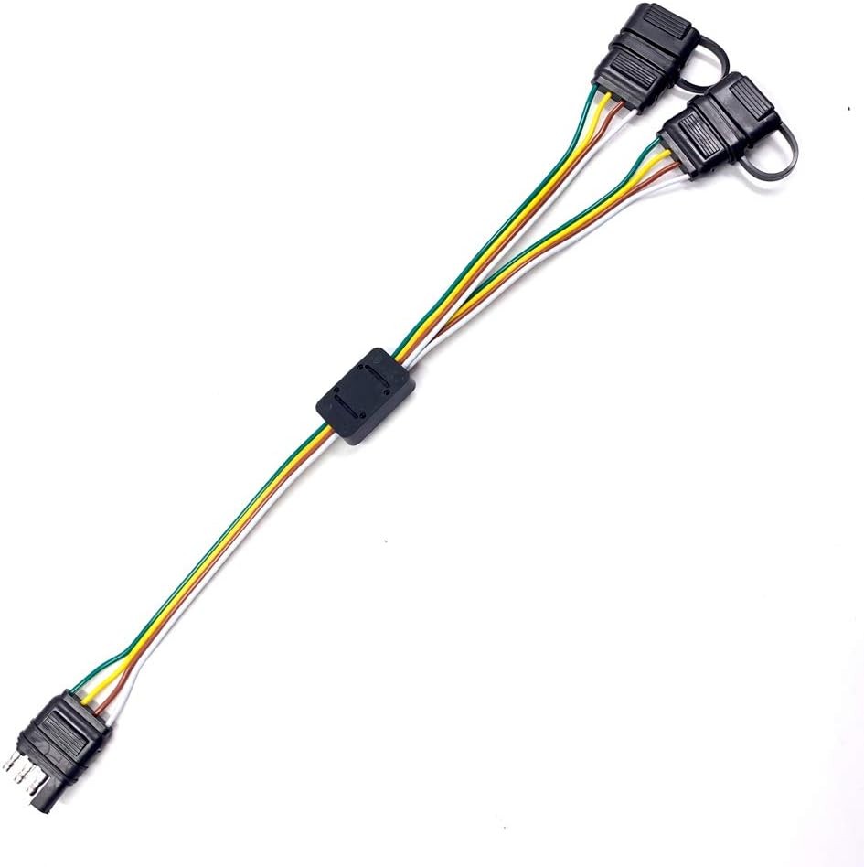 Universal 4-Way Flat Y-Splitter Plug for Tailgate Light Bars & Trailer