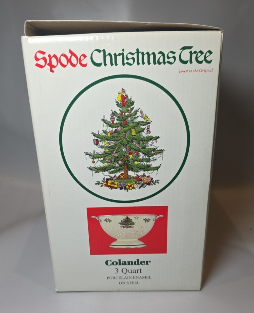 Spode Christmas Tree 3 Quart Metal Colander Enamel Strainer 9 In Diameter