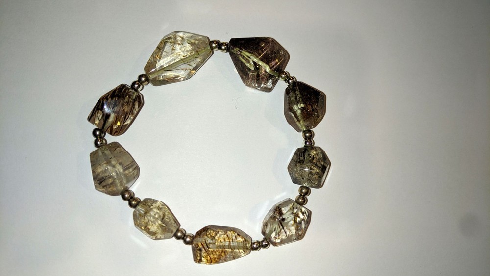 Natural Red White Rutilated Quartz bracelet protective true stone original
