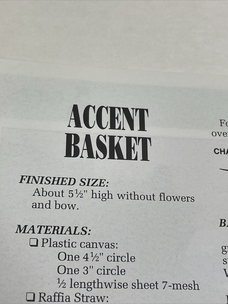 Accent Basket Annie's Attic Plastic Canvas Pattern